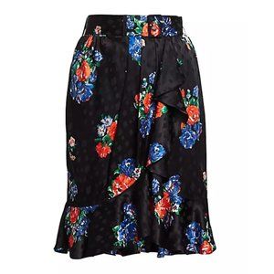 NWT Tory Burch Floral Black Silk Skirt Size 4
